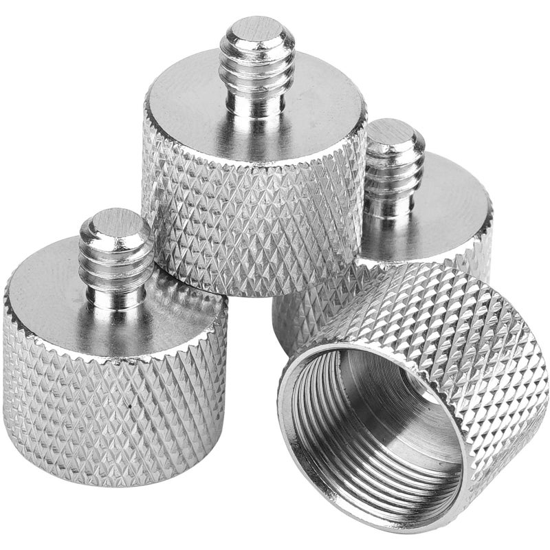 ChromLives Mic Stand Adapter, ChromLives Microphone Screw Adapter 1/4''-20 to 5/8''-27 Male to Female Threaded Mic Adapter, for Camera Monitor, Microphone Stand, 4 Pack (sliver) - Image 1